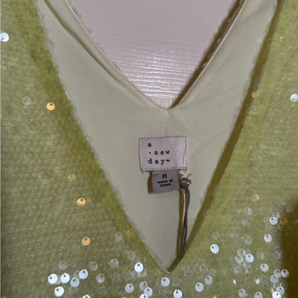 A New Day Sequin Mini Dress in Light Green - Picture 3 of 6